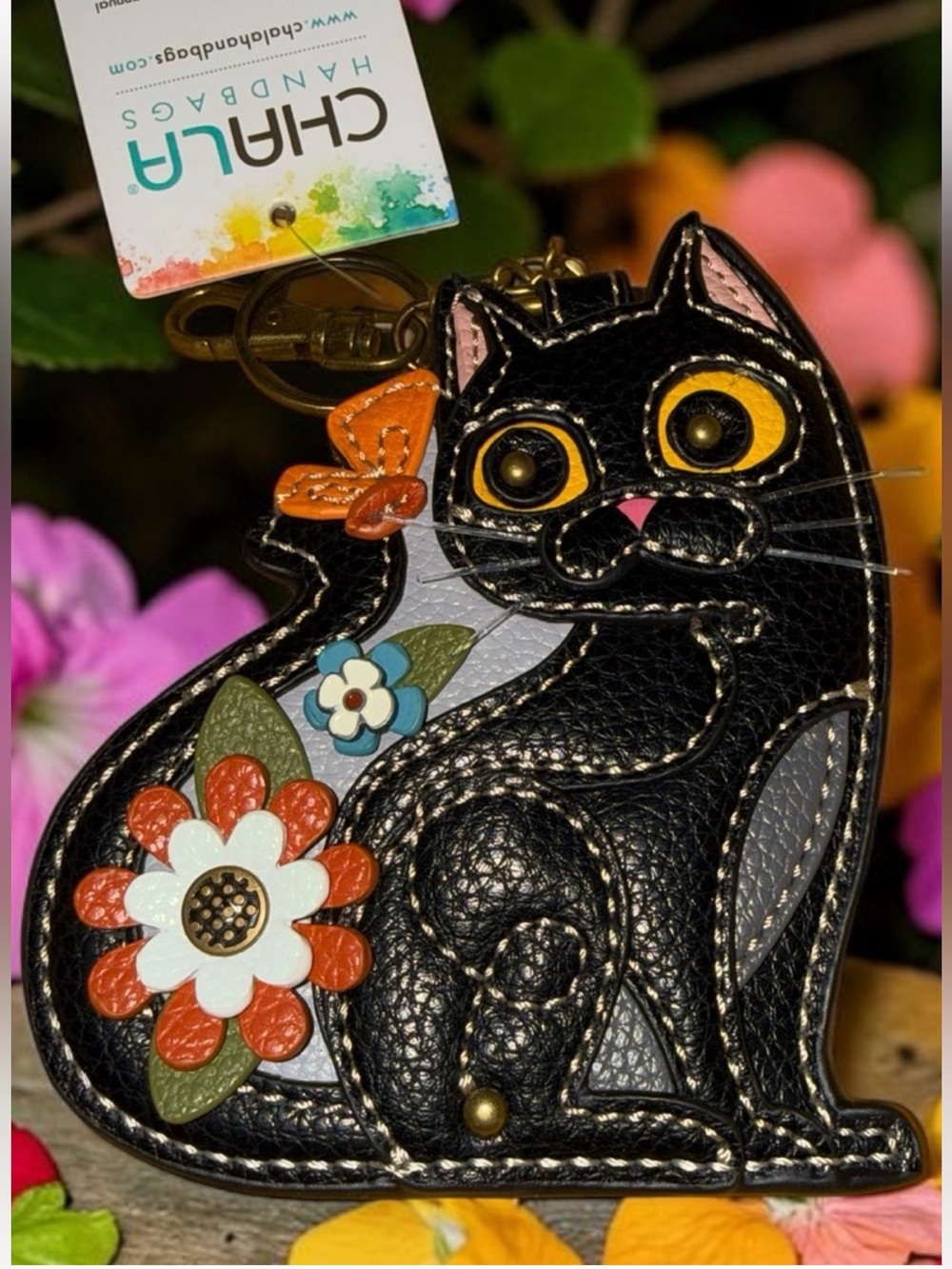CHALA black CAT COIN POUCH BAG CHARM keychain - Picture 8 of 8